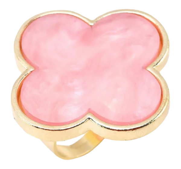 Pink Cleef Clover Shaped Gel Palette Ring