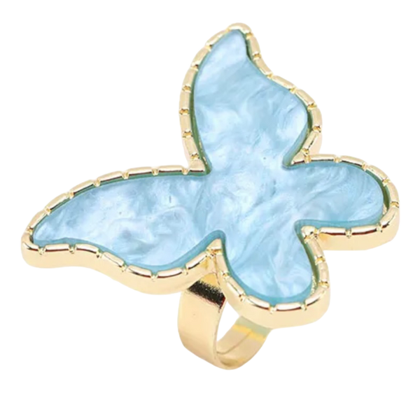 Blue Butterfly Shaped Gel Palette Ring
