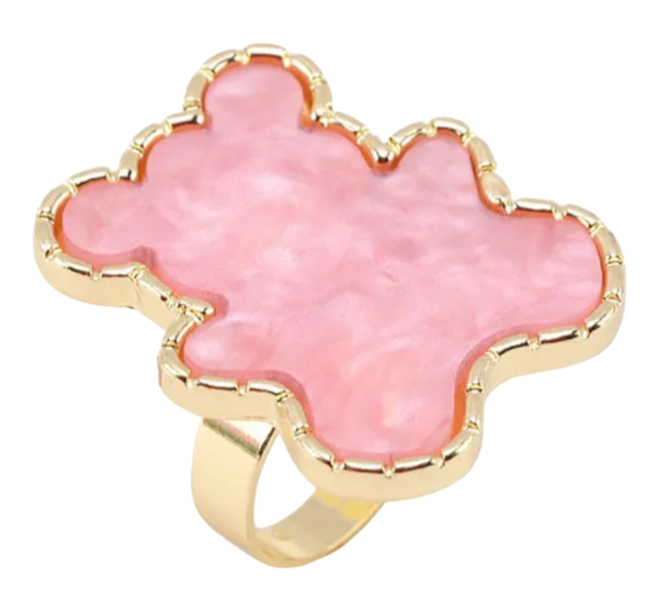 Pink Bear Shaped Gel Palette Ring