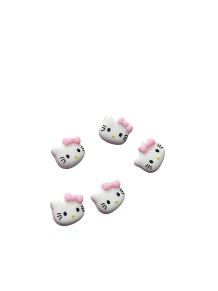 10pcs Kawaii Hello Kitty Nail Charms - Red Polka Dot Bow